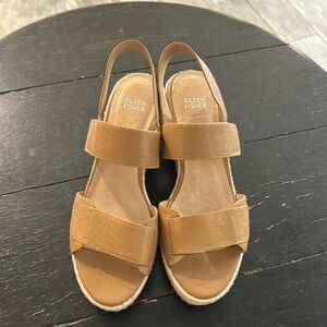 Eileen Fisher Leather Espadrille Wedges